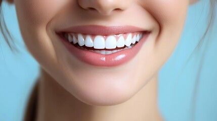Obraz premium Closeup photo portrait a beautiful young latin hispanic model woman smiling with clean teeth Used for a dental ad Isolated on light background