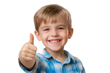 boy showing thumbs up isolated on transparent background