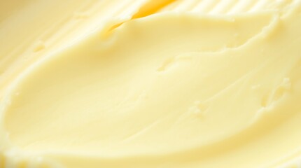 Extreme Close-Up of Smooth Butter Texture &ndash; Creamy and Fresh/ A macro shot of fresh butter, highlighting its smooth, creamy texture with visible ridges from a butter knife.
