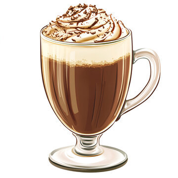 coffee drink with whipped cream clip art preview