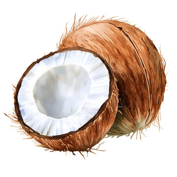 recommend clip art: Coconut watercolor clipart isolated