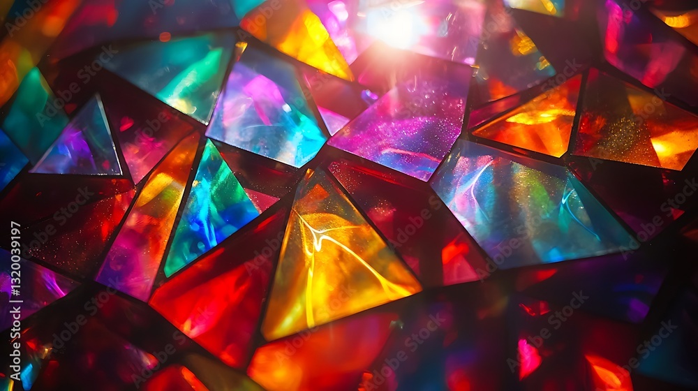 Poster vibrant colorful triangular mosaic background
