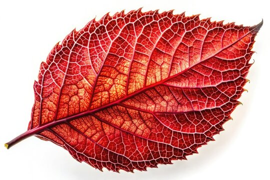 Red Dried Leaf, Isolated White Background, Autumn Leaf, Fall Foliage, Stock Photo, High Resolution Image, Botanical Photography, Nature Photography, Red Leaf Texture