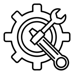 Settings Icon with White Background Vector Illustration, Cartoon, Clipart, Line Art Design, Clean, editable settings icon design with a white background in vector, cartoon, and clipart style.