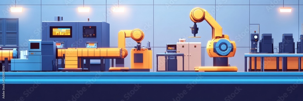 Aufkleber Automated factory showcasing advanced robotic machines and AI technology for efficient production processes