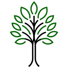 Green Tree Vector Illustration - Line Art, Clipart, Cartoons, and Design on White Background, Green tree vector illustration in line art style for eco-friendly design and nature graphics
