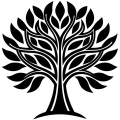 Green Tree Vector Illustration - Line Art, Clipart, Cartoons, and Design on White Background, Green tree vector illustration in line art style for eco-friendly design and nature graphics