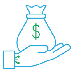 AI Coin Bag Financial Vector Icon Design, finance, money, digital currency