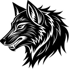 Fototapeta premium Tribal Tattoo Wolf Designs with White Background Vector Illustration – Cartoons, Clipart, Line Art, Tribal wolf tattoo design with white background, perfect for vector, clipart, and line art projects.