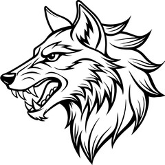Fototapeta premium Tribal Tattoo Wolf Designs with White Background Vector Illustration – Cartoons, Clipart, Line Art, Tribal wolf tattoo design with white background, perfect for vector, clipart, and line art projects.