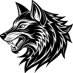 Fototapeta premium Tribal Tattoo Wolf Designs with White Background Vector Illustration – Cartoons, Clipart, Line Art, Tribal wolf tattoo design with white background, perfect for vector, clipart, and line art projects.
