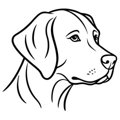 Vector Black Silhouette of a Dog Head Isolated on White Background - Cartoon Clipart Design, Vector black dog head silhouette on white background, ideal for design and clipart use.