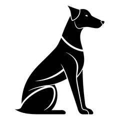 Vector Black Silhouette of a Dog Head Isolated on White Background - Cartoon Clipart Design, Vector black dog head silhouette on white background, ideal for design and clipart use.