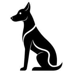 Vector Black Silhouette of a Dog Head Isolated on White Background - Cartoon Clipart Design, Vector black dog head silhouette on white background, ideal for design and clipart use.