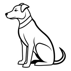 Vector Black Silhouette of a Dog Head Isolated on White Background - Cartoon Clipart Design, Vector black dog head silhouette on white background, ideal for design and clipart use.