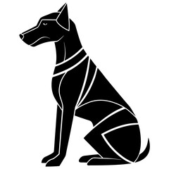 Vector Black Silhouette of a Dog Head Isolated on White Background - Cartoon Clipart Design, Vector black dog head silhouette on white background, ideal for design and clipart use.