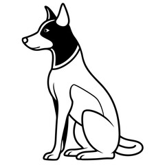 Vector Black Silhouette of a Dog Head Isolated on White Background - Cartoon Clipart Design, Vector black dog head silhouette on white background, ideal for design and clipart use.