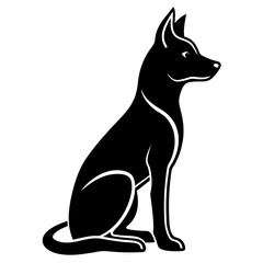 Vector Black Silhouette of a Dog Head Isolated on White Background - Cartoon Clipart Design, Vector black dog head silhouette on white background, ideal for design and clipart use.