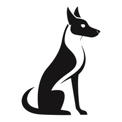 Vector Black Silhouette of a Dog Head Isolated on White Background - Cartoon Clipart Design, Vector black dog head silhouette on white background, ideal for design and clipart use.