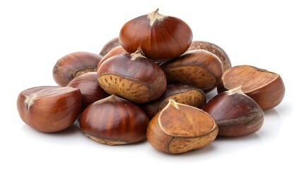 Obraz premium Fresh Water Chestnut Pile on a White Background