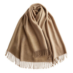 A Luxurious Wool Poncho in Soft Beige Isolated on Transparent Background
