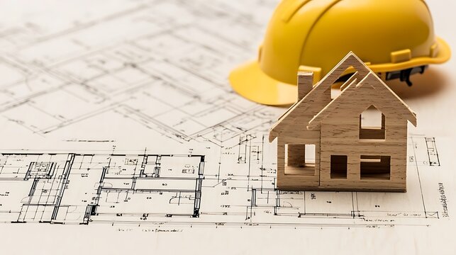 Home Construction Architectural Blueprints and Model