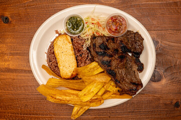 Steak with plantain chips