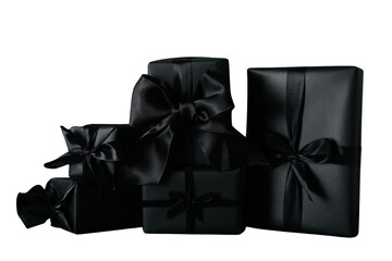 PNG, Black Friday. Only black packages isolated on white background.