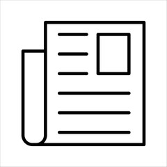 flat black newspape Icon. Symbol isolated white background. vector illustration. color editable.