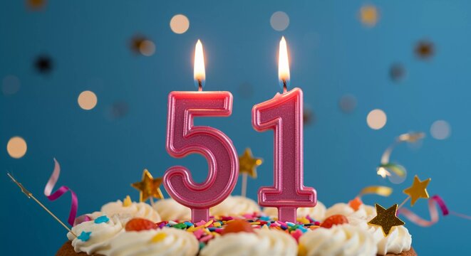 Birthday cake with '51' candles for special 51st celebration moment ,AI generated