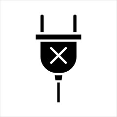 No plug  Icon. Symbol isolated white background. vector illustration. color editable.