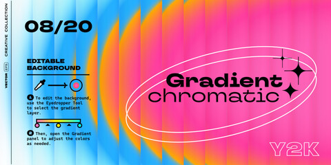 Reeded glass background. Pink, orange, blue gradient on white background for trendy Y2K design poster. Vector modern gradient background with glass displacement effect of 3D ribbed glass morphism text