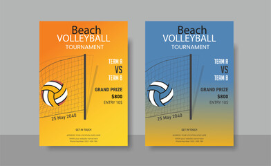 Beach Volleyball brochure flyer template. Sport club flyers vector. Sport Poster Vector/