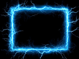 Abstract Blue Electric Lightning Square Frame Background Illustration