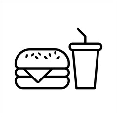 Burger Icon. Symbol isolated white background. vector illustration. color editable.