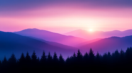 Obraz premium Breathtaking mountains silhouetted against vibrant sunset, creating serene atmosphere