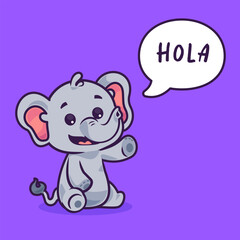 Cute elephant cartoon flat vector illustration. cute vector elephant pose cartoon design