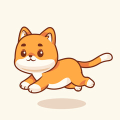 Cartoon flat vector cute orange cat jumping illustration. cool animal cartoon illustration design