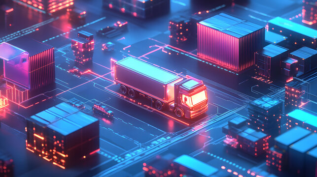 Ai-powered robotics logistics management international shipping digital transport urban environment aerial view efficiency concept - Powered by Adobe