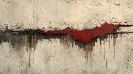 An abstract composition of a weathered wall with paint damage