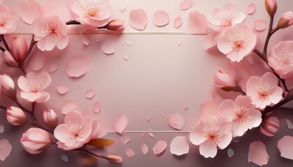 Fototapeta premium シンプルな桜の花びらフレーム – 広告向けミニマルデザイン