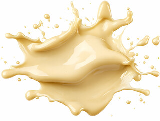 Creamy Liquid Splashing Dynamically, a 3D Render of a  Viscous Substance Against White Background