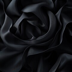 Obraz premium Dark fabric, swirling folds, elegant texture, background blur, design use