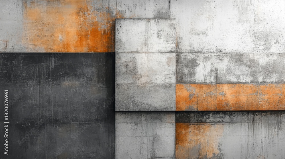 Wall mural abstract architectural composition showing concrete blocks with different colors