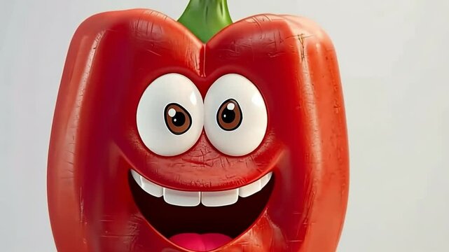 funny bell pepper 3d vector cartoon icon isolated on white background, food illustration	
