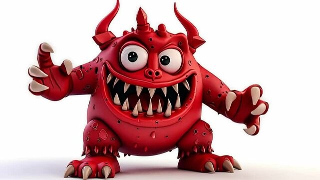 funny monster 3d vector cartoon icon, character illustration	
