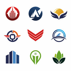 Corporate logo design set of 6 vector different style in white background