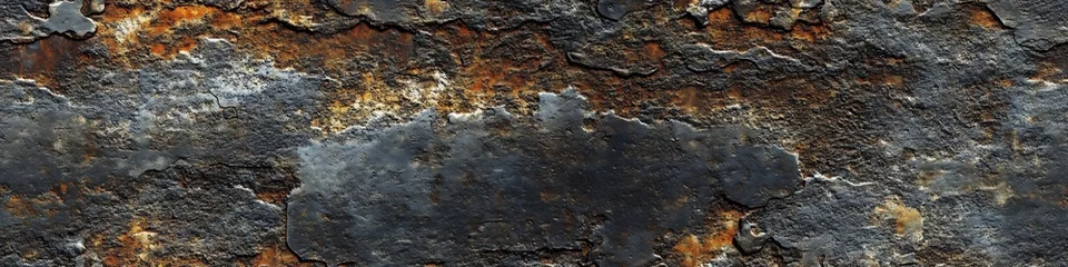 Seamless Ferrous Metal weathered and rusted metal surface, showcasing various textures and colors including dark gray, orange, and brown hues. The surface appears rough and aged. © Aleksander