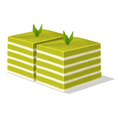 Traditional Kuih Lapis Pandan with Soft and Chewy Fragrant Pandan Layers