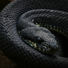 Obraz premium Deadly Reptile in Attack Mode, Hissing Fiercely